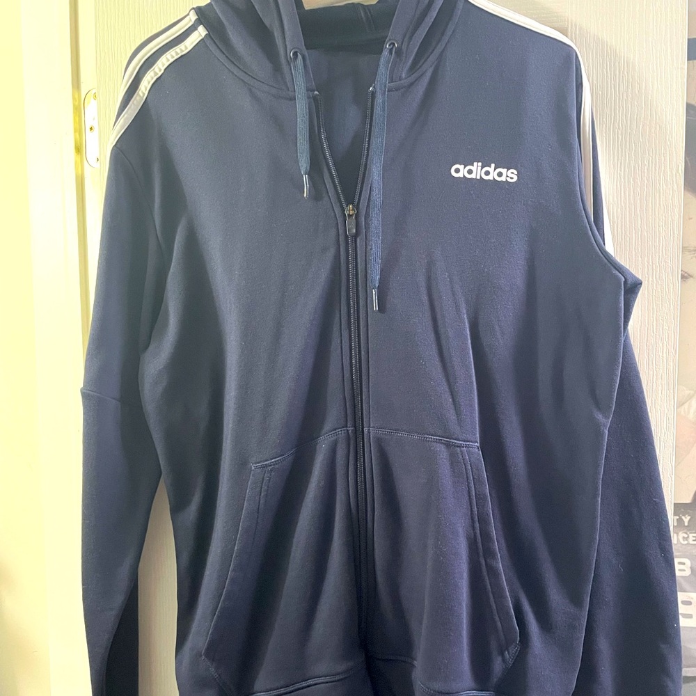 Adidas zip up tracksuit navy size L